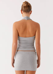 Amia Halter Top - Grey Marle