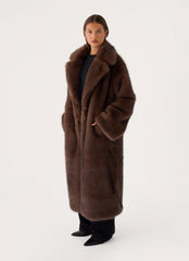 Aspen Avenue Faux Fur Coat - Chocolate