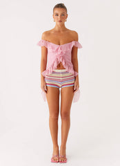 Dylan Off Shoulder Top - Pink