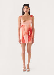 Elaria Flora Mini Dress - Peachy Floral Print