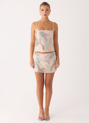 Elyna Beaded Mini Skirt - Swirl Sequin