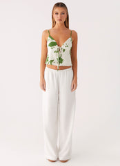 Faela Cotton Cami Top - Verdant Bloom