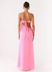 Falling Forever Strapless Beaded Maxi Dress - Pink