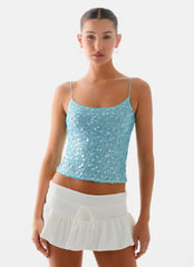 French Exit Sequin Top - Blue
