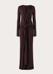 Gustin Long Sleeve Sash Maxi Dress - Chocolate