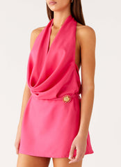 Halia Cowl Mini Dress - Watermelon
