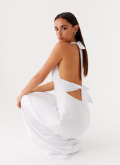 Heavy Hearted Linen Maxi Dress - White