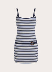 Here All Night Mini Dress - Blue Stripe