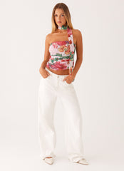 Hot Like Me Scarf Top - Pink Floral