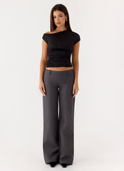 Hot As Ice Low Rise Pants - Grey