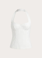 Indira Bustier Halter Top - White