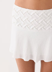 Jenna Crinkle Mini Skirt - White