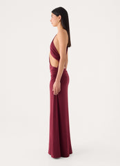 Jess Draped Maxi Dress - Maroon