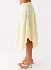 Kia Low Rise Asymmetrical Midi Skirt - Yellow