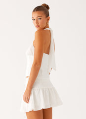 Lets Pretend Halterneck Top - White