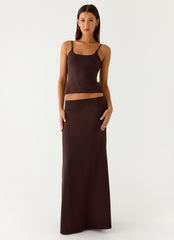 Like A Flower Maxi Skirt - Chocolate