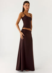 Like A Flower Maxi Skirt - Chocolate