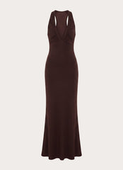 Lisandy Ruched Maxi Dress - Chocolate