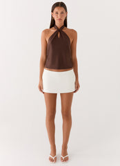 Maddox Scarf Top - Chocolate
