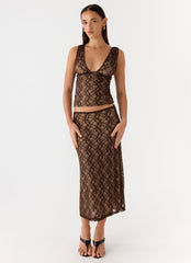 Malachie Lace Midi Skirt - Chocolate