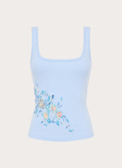 Michele Floral Top - Baby Blue