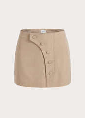 Milae Faux Suede Micro Mini Skirt - Beige