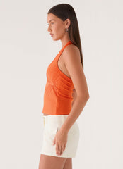 Monay Beaded Halter Top - Orange