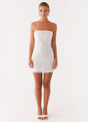 Moorey Beaded Mini Dress - White Silver