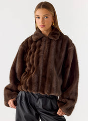 Naylor Faux Fur Jacket - Chocolate