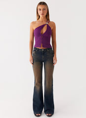 Optix Button Front Top - Plum