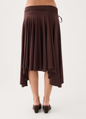 Perrie Asymmetrical Midi Skirt - Chocolate