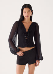 Phantom Long Sleeve Top - Black