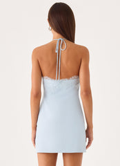 Samaria Halter Mini Dress - Blue