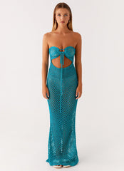 Sun Kissed Crochet Maxi Dress - Blue