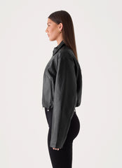 Sydney Faux Leather Bomber - Black
