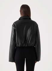 Sydney Faux Leather Bomber - Black