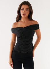 Tamera Top - Black Polka Dot