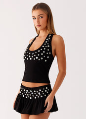 Vegas Nights Halter Neck Top - Black