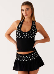 Vegas Nights Halter Neck Top - Black