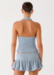 Vegas Nights Halter Neck Top - Blue