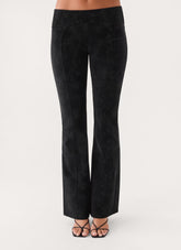 Wild Fire Faux Suede Low Rise Pant - Black