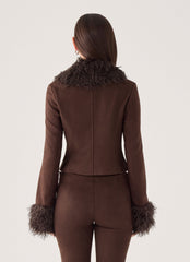 Wild Hide Faux Suede Jacket - Chocolate