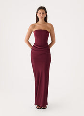 Adara Corset Maxi Dress - Burgundy