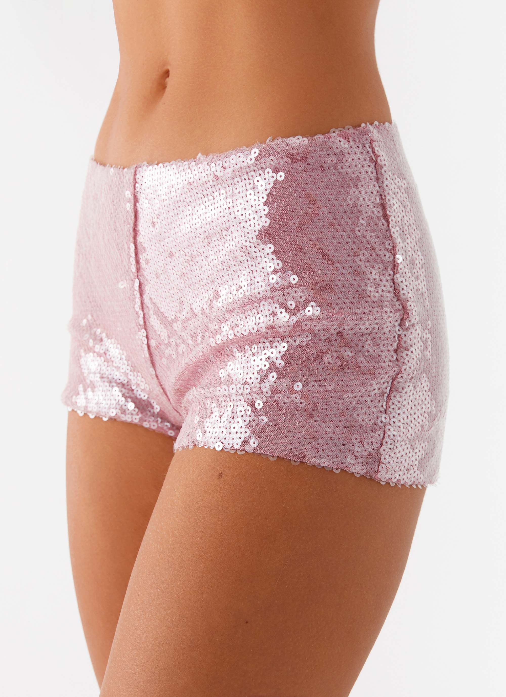 After Midnight Low Rise Sequin Mini Shorts - Pink