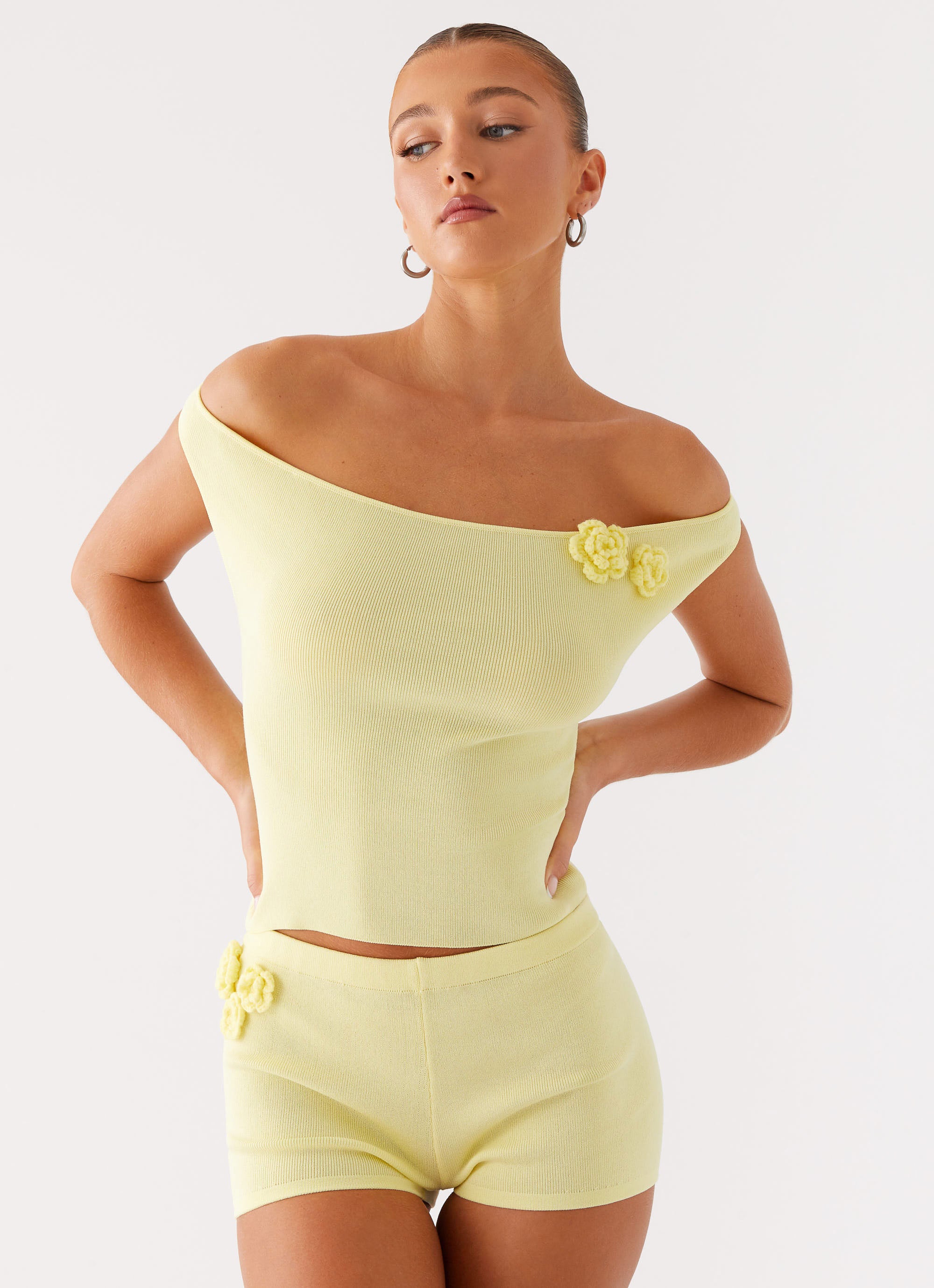Aliah Knit Shorts - Yellow