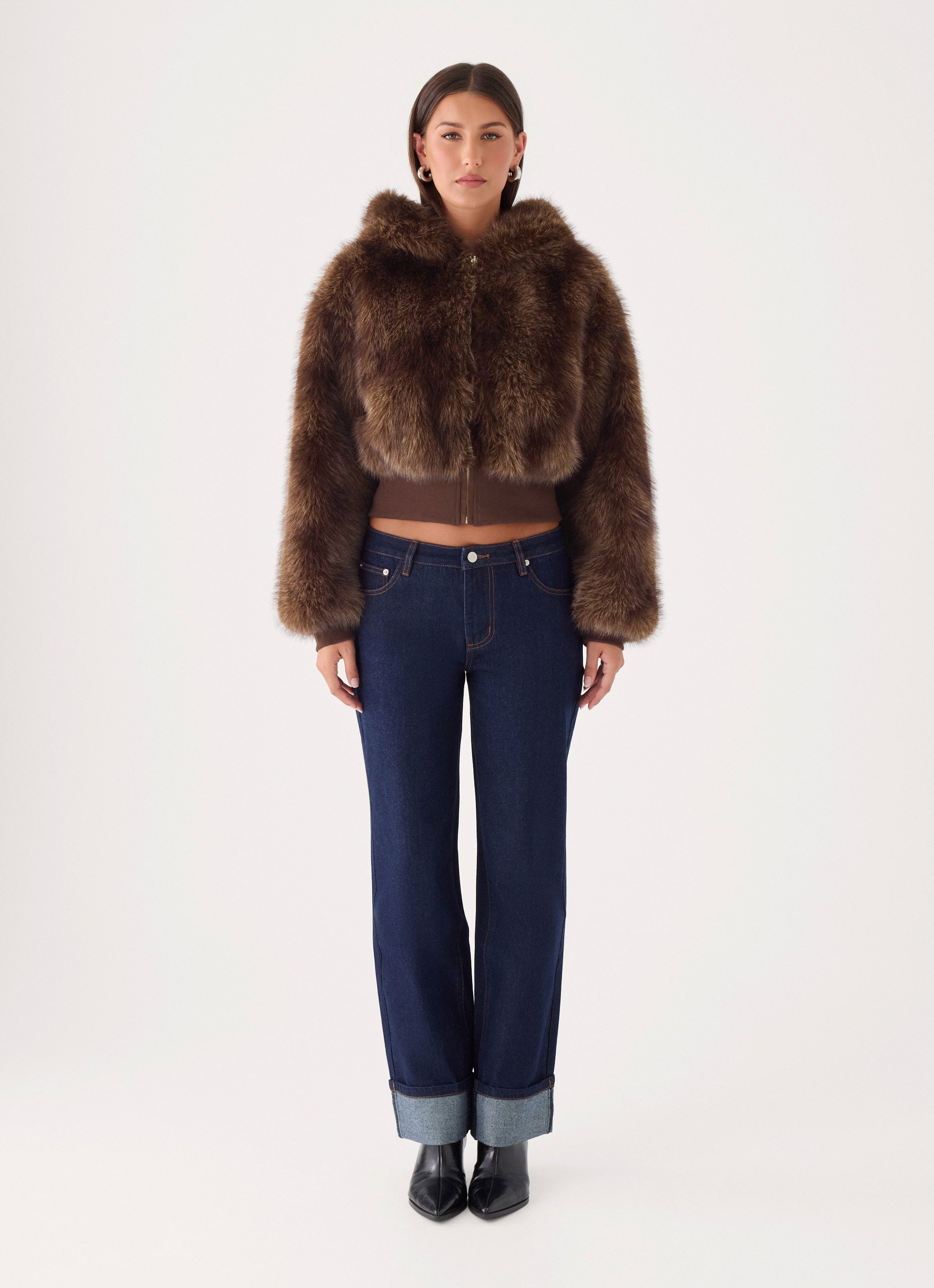 Alio Faux Fur Zip Jacket - Tan