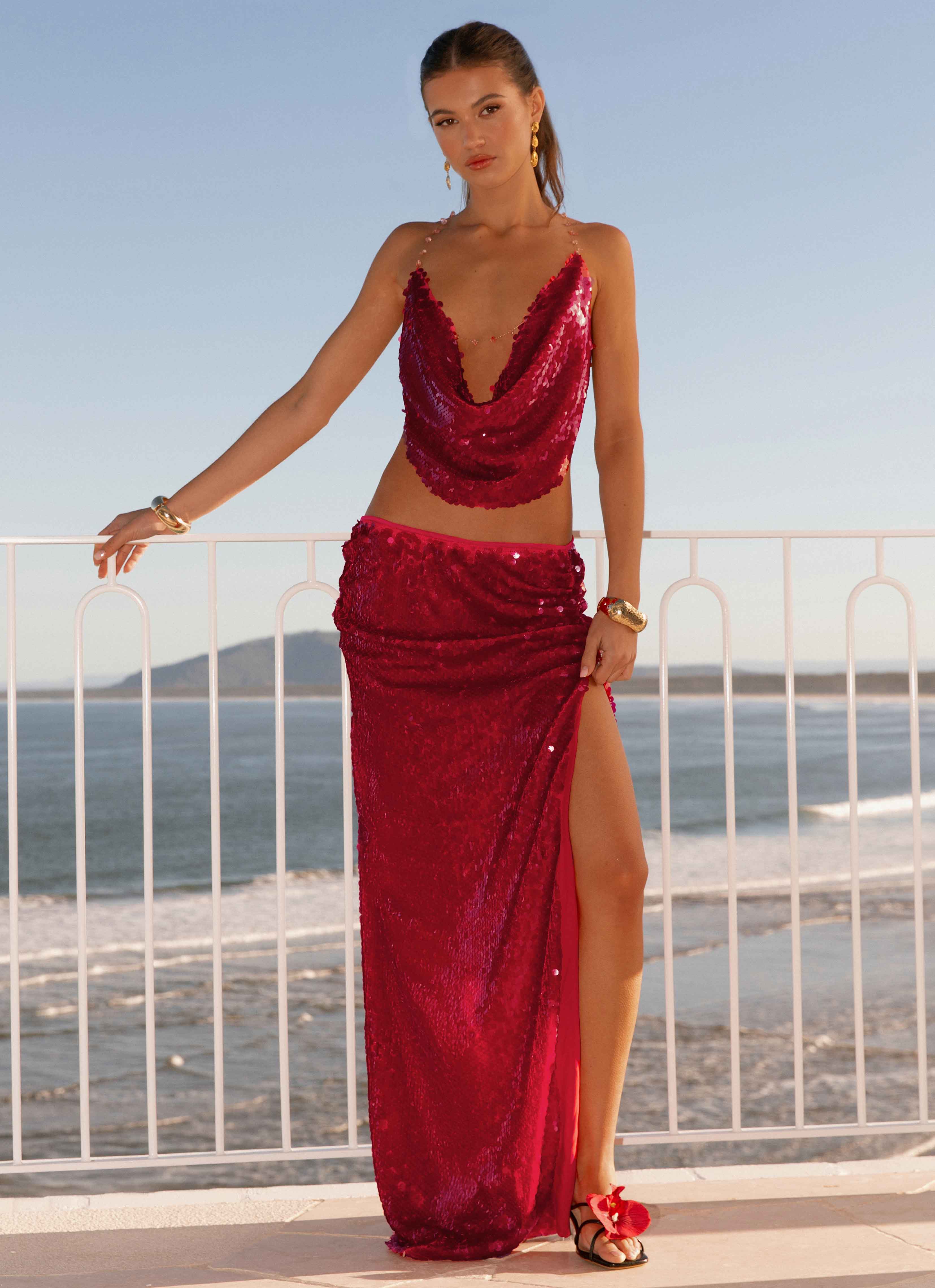 Amosa Maxi Skirt - Fuchsia