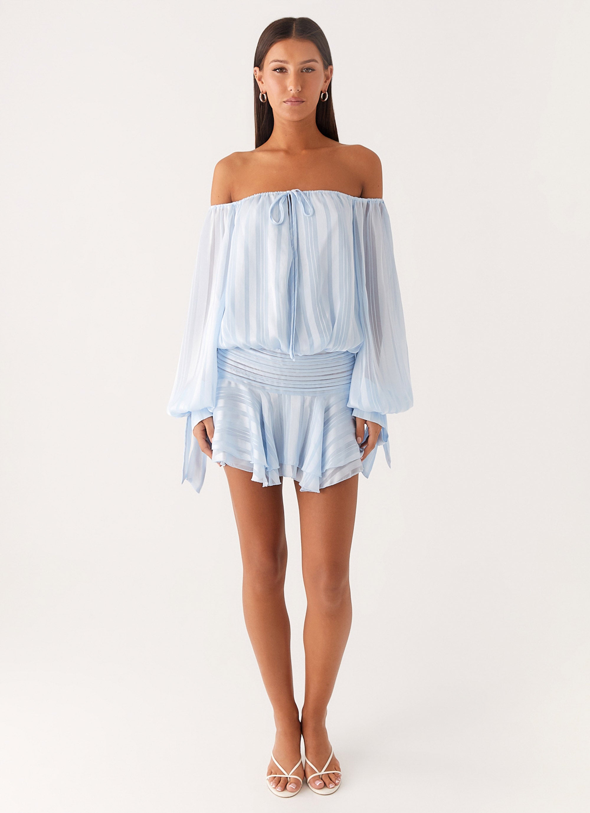 Eira Balloon Sleeve Mini Dress - Baby Blue