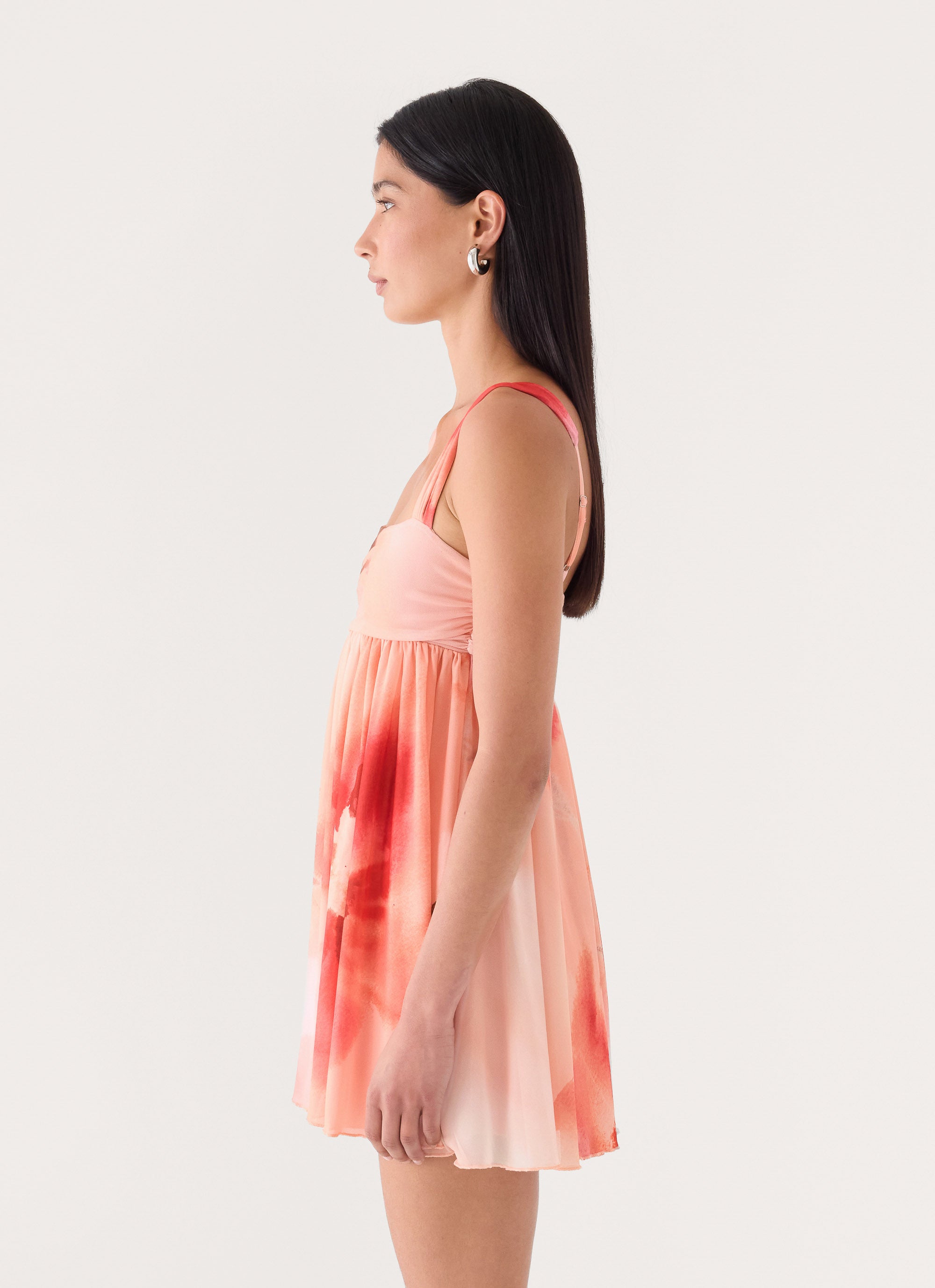 Elaria Flora Mini Dress - Peachy Floral Print