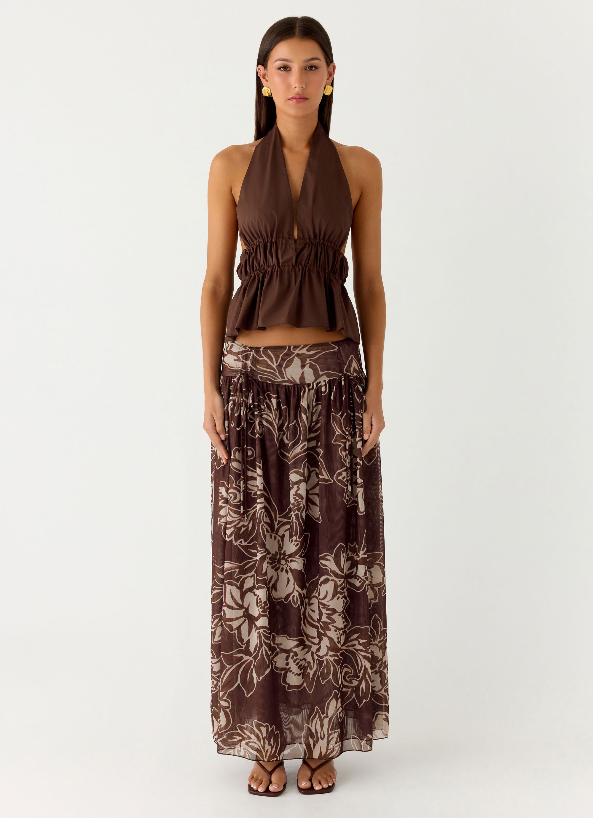 Figaro Halter Top - Chocolate